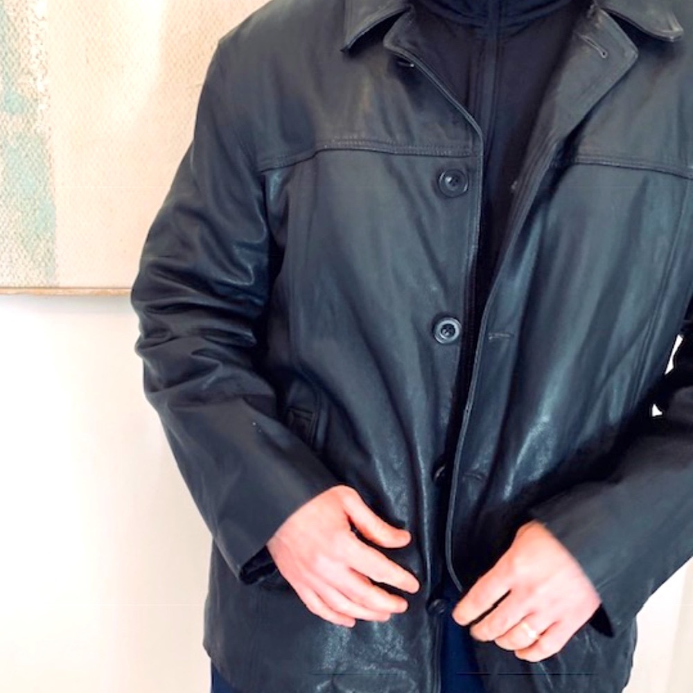 J Crew 100% leather men's jacket. XL Pre-owned.